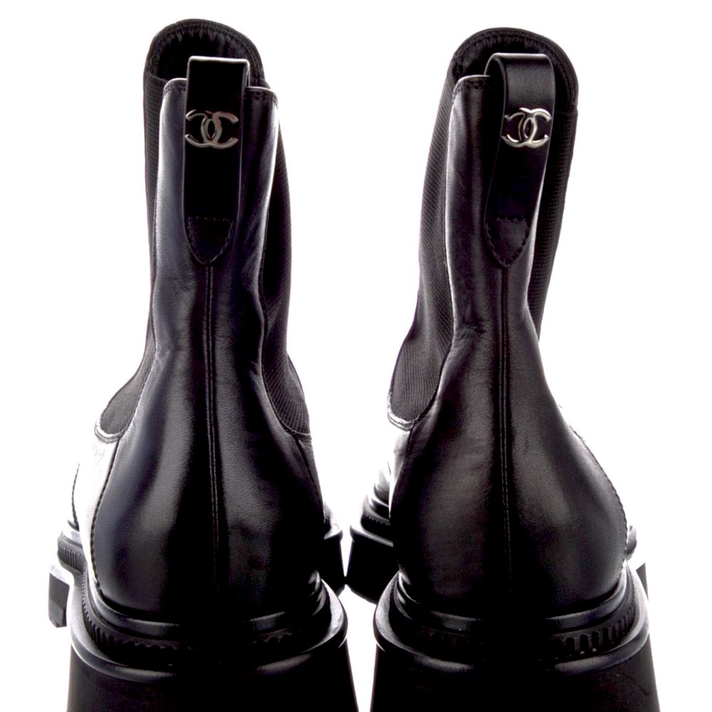 CHANEL Leather CC Chelsea Boots
